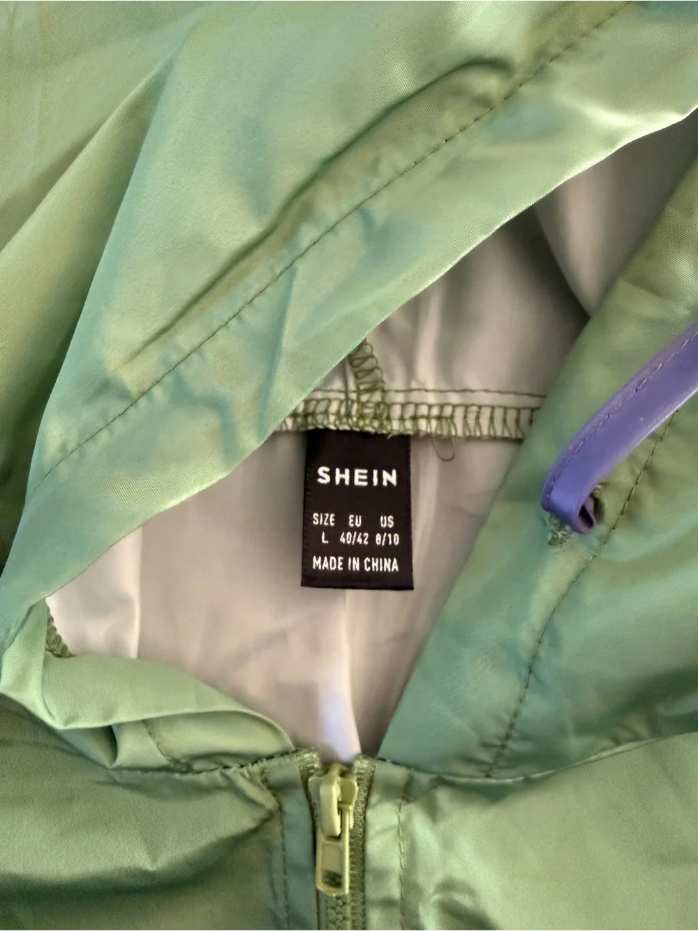 SHEIN Sage Green, Lavender & White Cropped Hooded Windbreaker Set